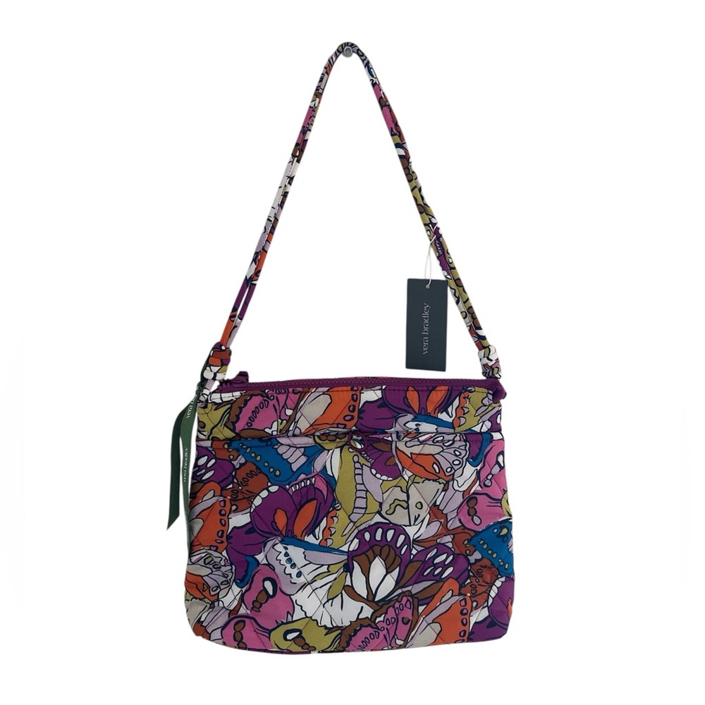 Vera Bradley Magenta Butterfly print flutter hipster shoulder bag NEW